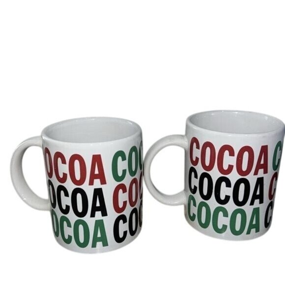Set Of 2 Cocoa Print Ceramic Mugs - Picture 1 of 6